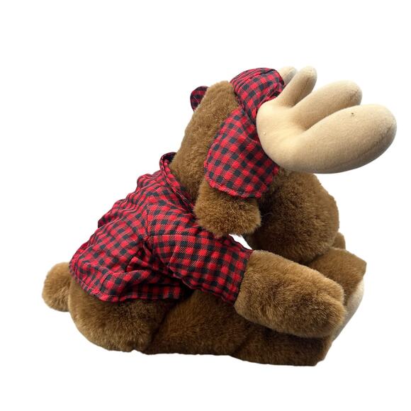 VTG Vaughn Plush Pals Moose Stuffed Animal 18" Brown Cabincore Lumberjack Plaid - Picture 6 of 16